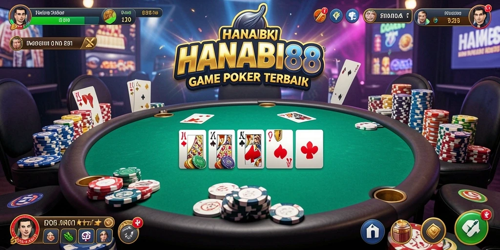 Tampilan screenshot gameplay Poker yang menegangkan di HANABI88.