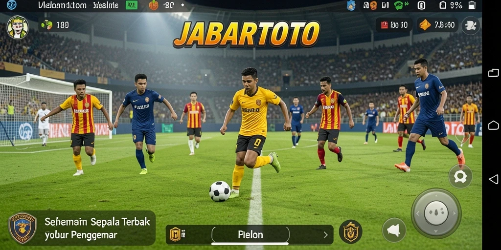 Tampilan seru gameplay JABARTOTO dengan aksi sepak bola mendebarkan.