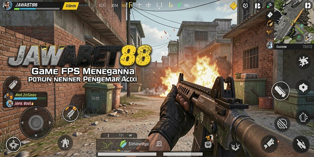 Gambar gameplay seru JAWABET88 dalam pertempuran FPS.