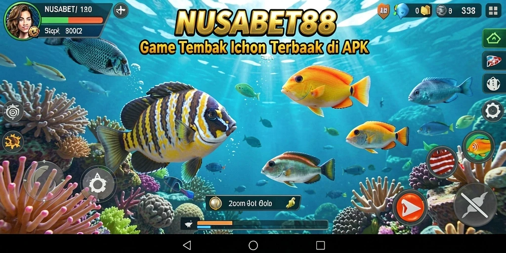 Screenshot utama NUSABET88 menampilkan pertandingan tembak ikan yang seru.