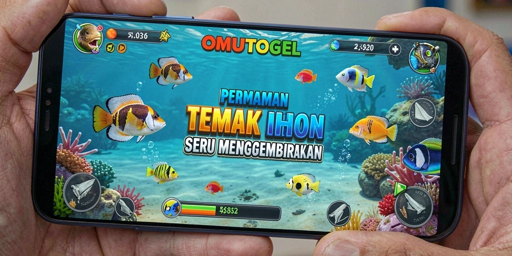 Screenshot gameplay OMUTOGEL memperlihatkan aksi menembak ikan yang seru.